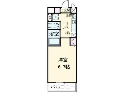 ライジングコート名古屋駅前東(1K/6階)の間取り写真