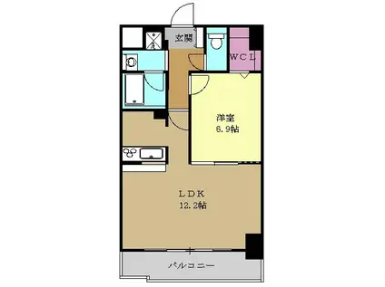 リバーコート砂田橋Ⅱ(1LDK/3階)の間取り写真