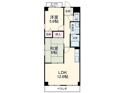 ピーナッツボーイⅡ(2LDK/5階)の間取り写真