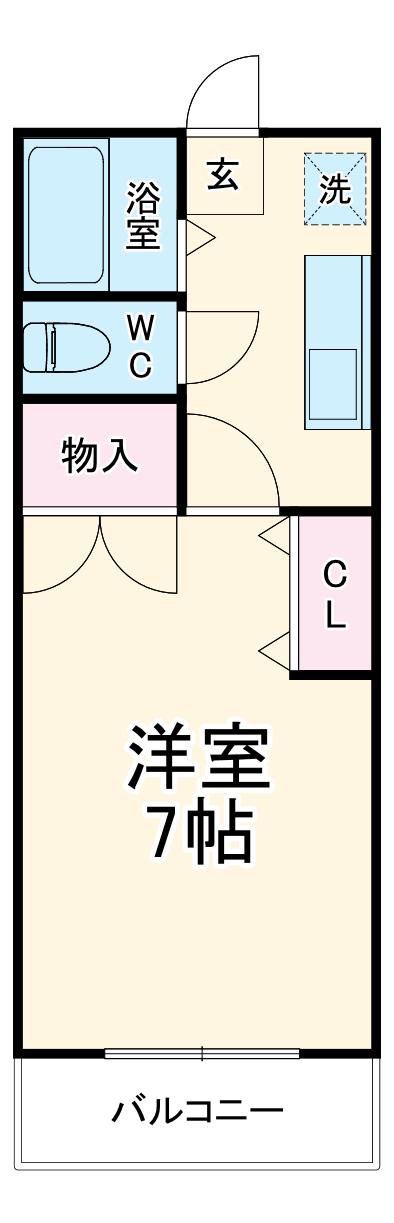 シャルムFⅠ(1K/1階)の間取り写真