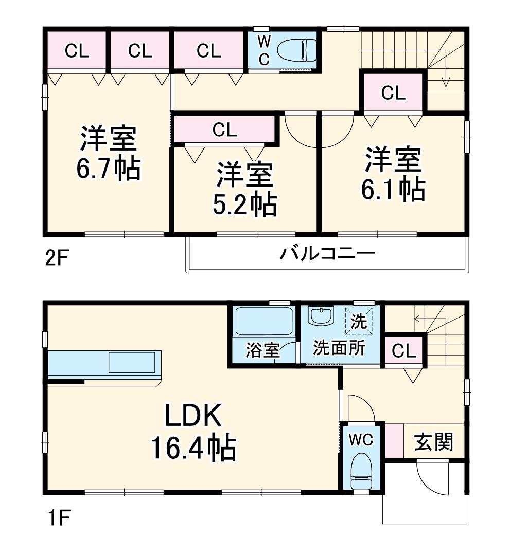 名古屋市名城線 瑞穂運動場東駅 徒歩3分 2階建 築15年(3LDK)の間取り写真