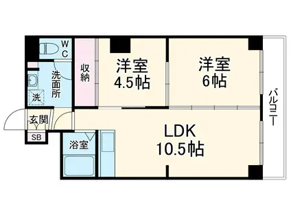 茶屋ヶ坂コータース(2LDK/7階)の間取り写真