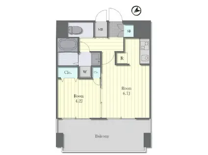 グランカーサ行徳(1DK/6階)の間取り写真