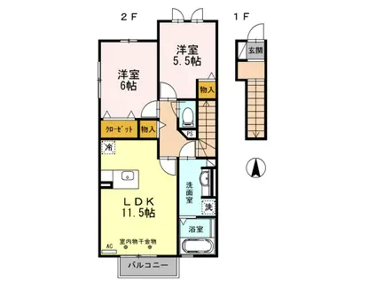 グラン・シャリオM(2LDK/2階)の間取り写真