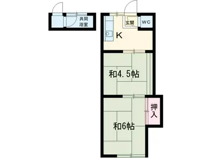 ひばり荘(2K/2階)の間取り写真