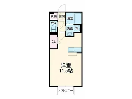 エクセレント若宮 A棟(ワンルーム/2階)の間取り写真