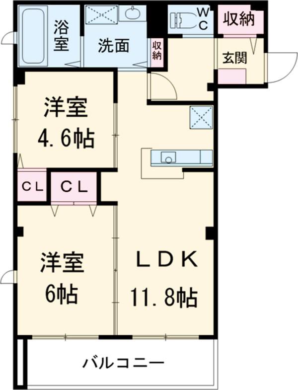 ラシーネ ベルピーノ(2LDK/3階)の間取り写真