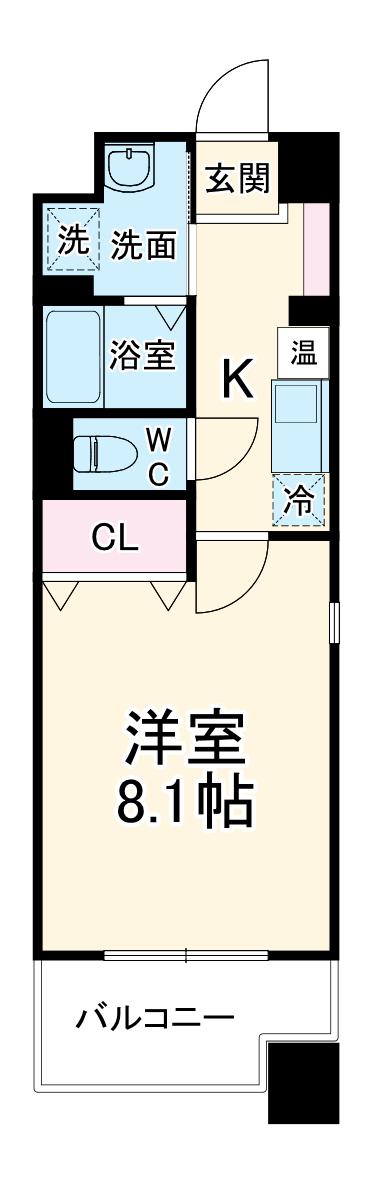 S-FORT浄心(1K/8階)の間取り写真
