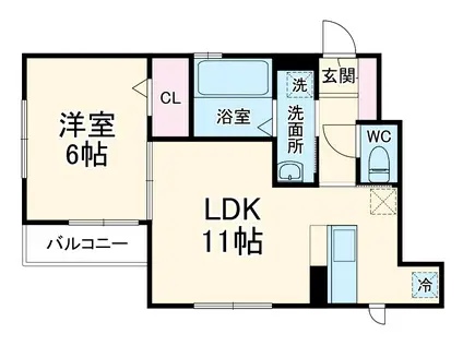 東京地下鉄東西線 南行徳駅 徒歩9分 2階建 築9年(1LDK/1階)の間取り写真
