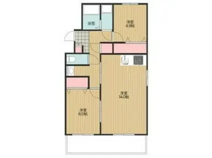 プレシアス赤城Ⅱ(2LDK/2階)の間取り写真