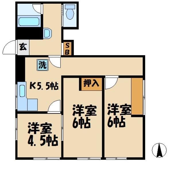 ラサール聖蹟3(3K/1階)の間取り写真