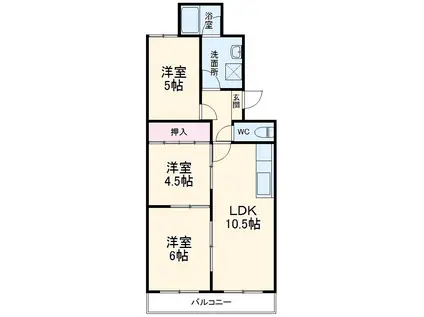 宝大幸ハイツ(3LDK/5階)の間取り写真