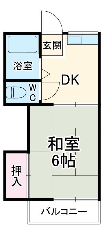 ハイツ白馬1(1K/2階)の間取り写真