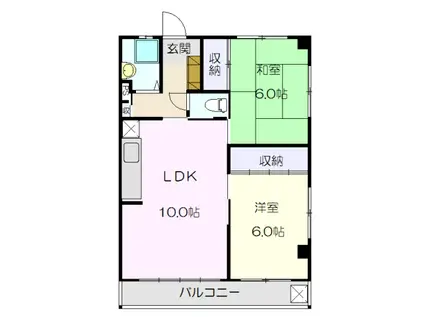 カヤバプラザ(2LDK/4階)の間取り写真