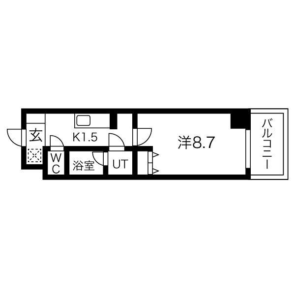 ヴァンキッシュ(1K/9階)の間取り写真