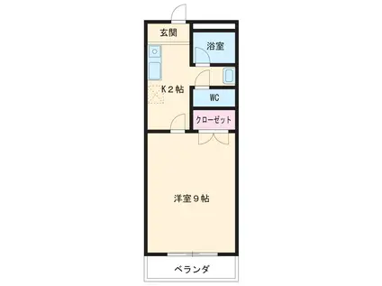 ウイングコート辻(1K/2階)の間取り写真