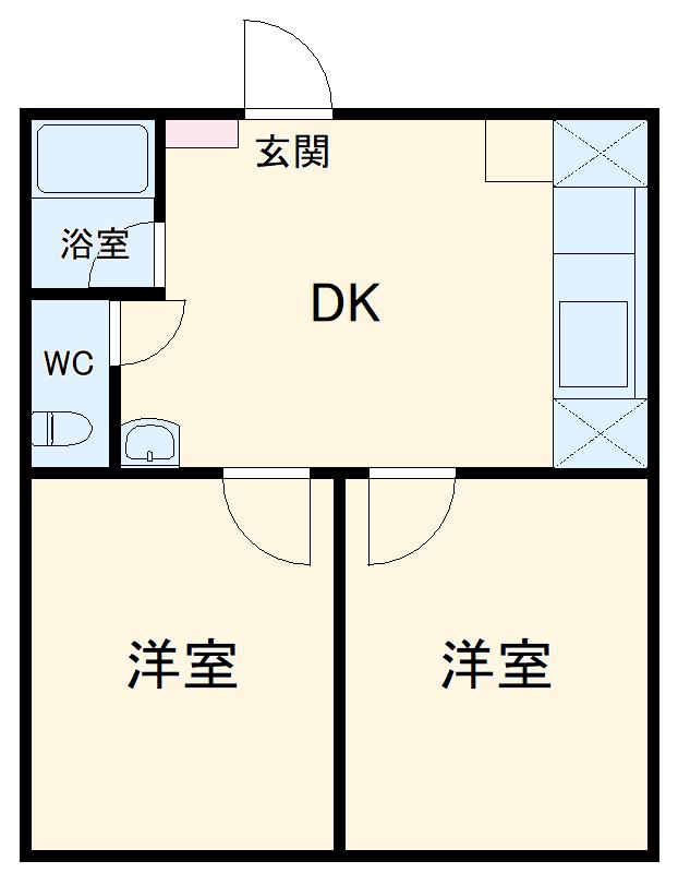 サンコート城南(2DK/5階)の間取り写真
