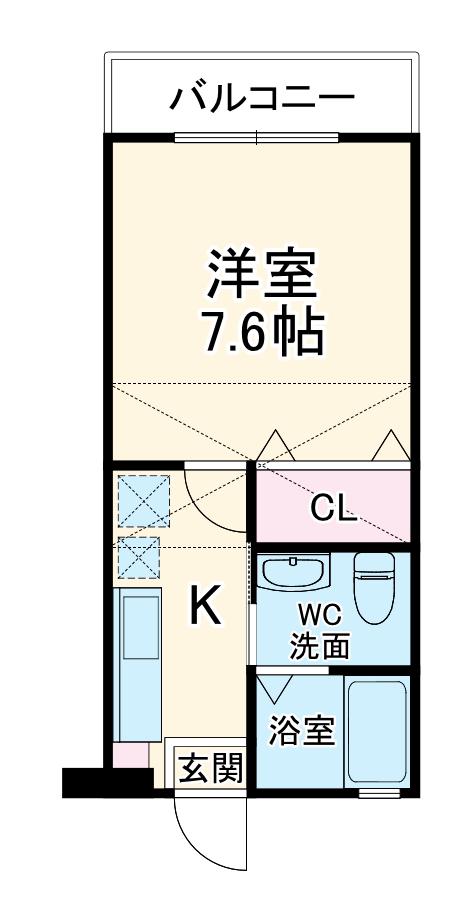 ロワール行徳Ⅱ(1K/1階)の間取り写真