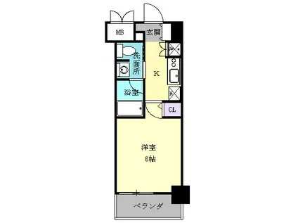 レジディア高岳(1K/8階)の間取り写真