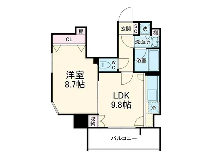 GRAMERCY SHIROMI-DORI(1LDK/3階)の間取り写真