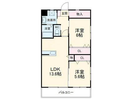 カフェ・プレッシオン(2LDK/1階)の間取り写真