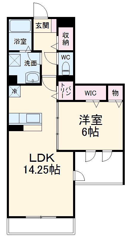 ルミエール大和東(1LDK/2階)の間取り写真