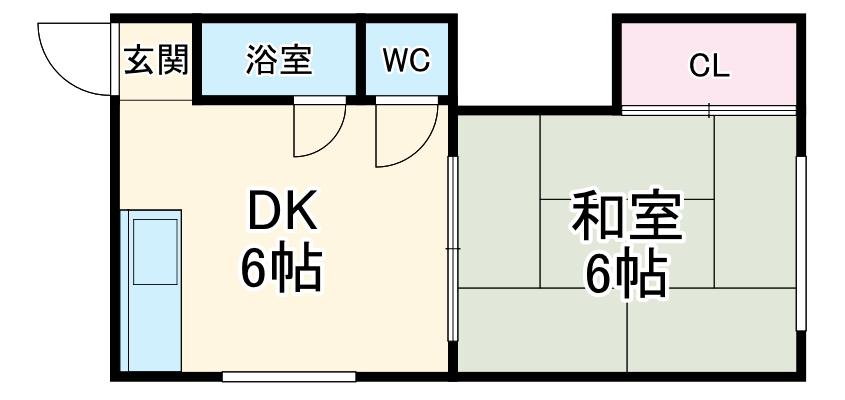 第1七福荘(1DK/2階)の間取り写真