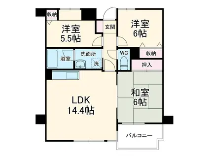 アークフィールズ市川(3LDK/5階)の間取り写真