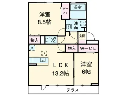 PLUMⅢ(2LDK/1階)の間取り写真