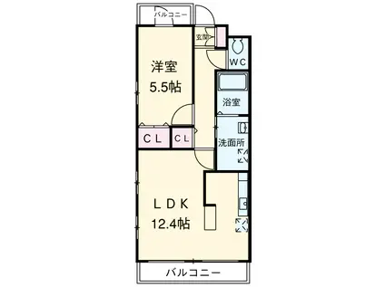 ソラナ平安(1LDK/4階)の間取り写真