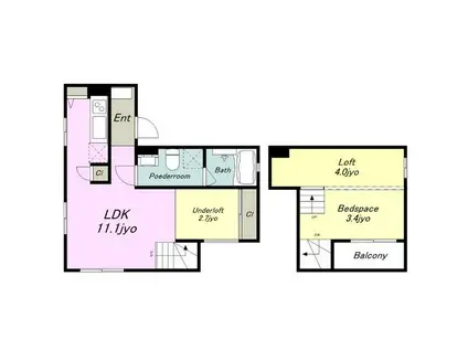 WHITE HILLS ウエスト(1LDK/1階)の間取り写真