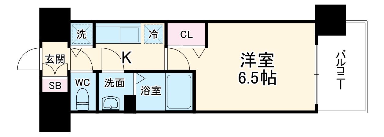 プレサンス名古屋STATIONサティナ(1K/6階)の間取り写真