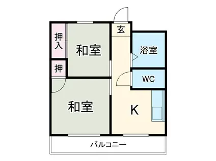 びわざとマンション(2K/2階)の間取り写真