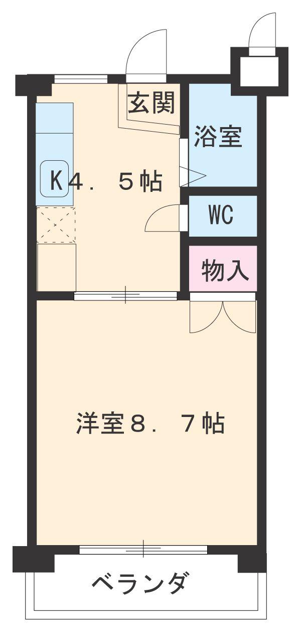 ハイツ枇杷島(1DK/3階)の間取り写真