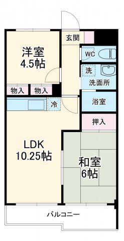 グランドール大幸Ⅱ(2LDK/4階)の間取り写真