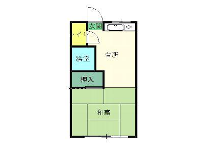 渡辺ハウス(1DK/2階)の間取り写真