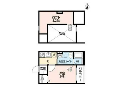 AKレジデンス2(1K/2階)の間取り写真