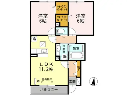 リヴェール(2LDK/1階)の間取り写真