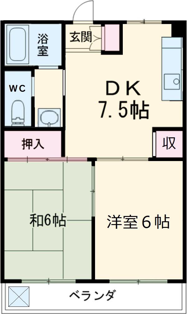 コーポ長谷川(2DK/4階)の間取り写真