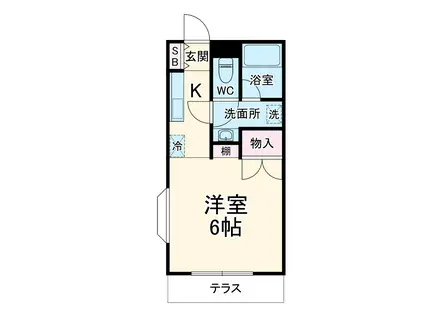 第6藤由ハイツ(1K/1階)の間取り写真