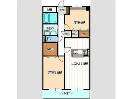 アニマート(2LDK/1階)の間取り写真