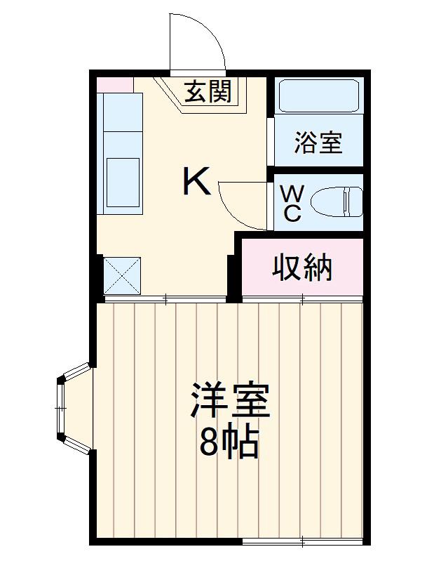 ヴィラさがみ野B棟(1K/2階)の間取り写真