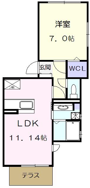シュロッセフジⅦ(1LDK/2階)の間取り写真