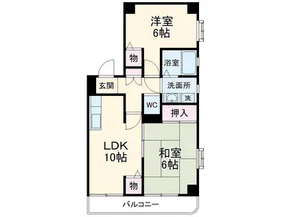 第2カニエビル(2LDK/5階)の間取り写真