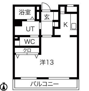 向陽町レジデンス(1K/5階)の間取り写真