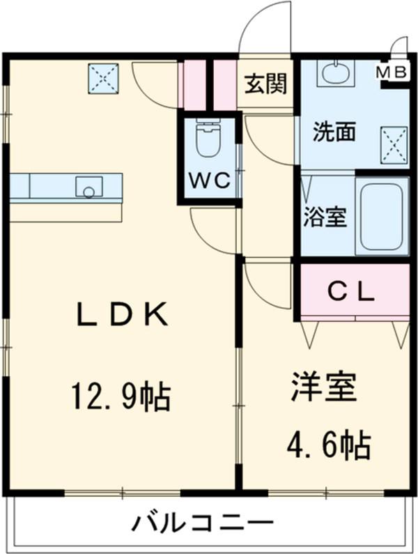 パレアージュⅡ(1LDK/4階)の間取り写真