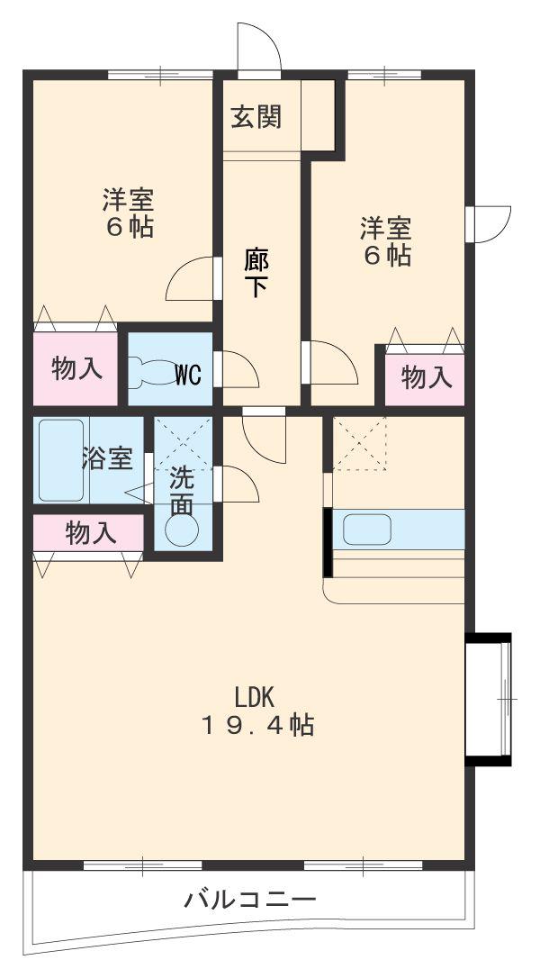 マ・ピエス E Ⅲ(2LDK/3階)の間取り写真