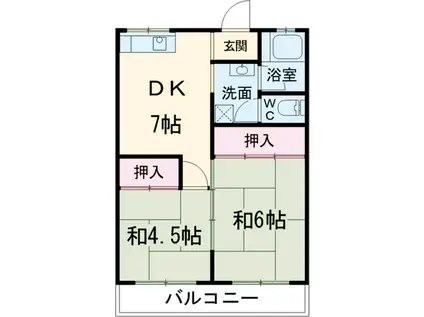 コーポ吉田(2DK/3階)の間取り写真