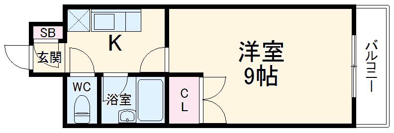 ハウザー高畑(1K/1階)の間取り写真