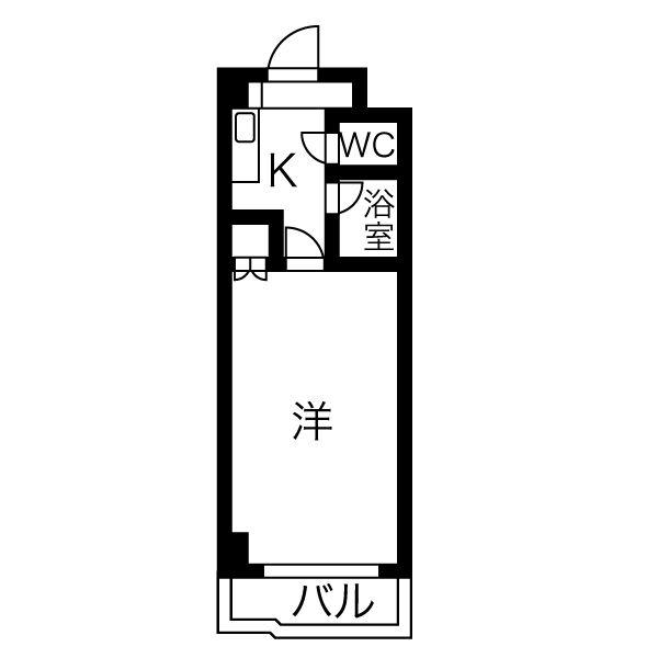 ハウザー高畑(1K/2階)の間取り写真